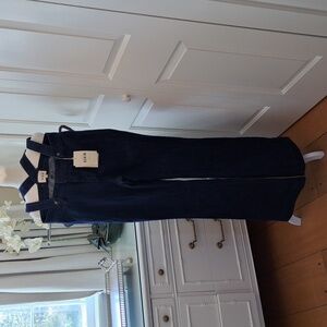 NWT Sezane Womens‎ Finn Flare Denim Jeans Suspenders Dark Wash US6/UK10/F38